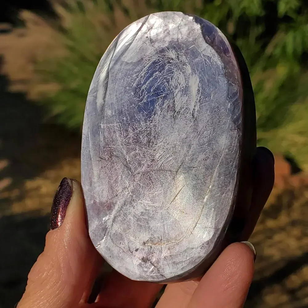 Brazilian Purple Mica Double Side Flash Crystal Palmstone Freeform 132 Grams